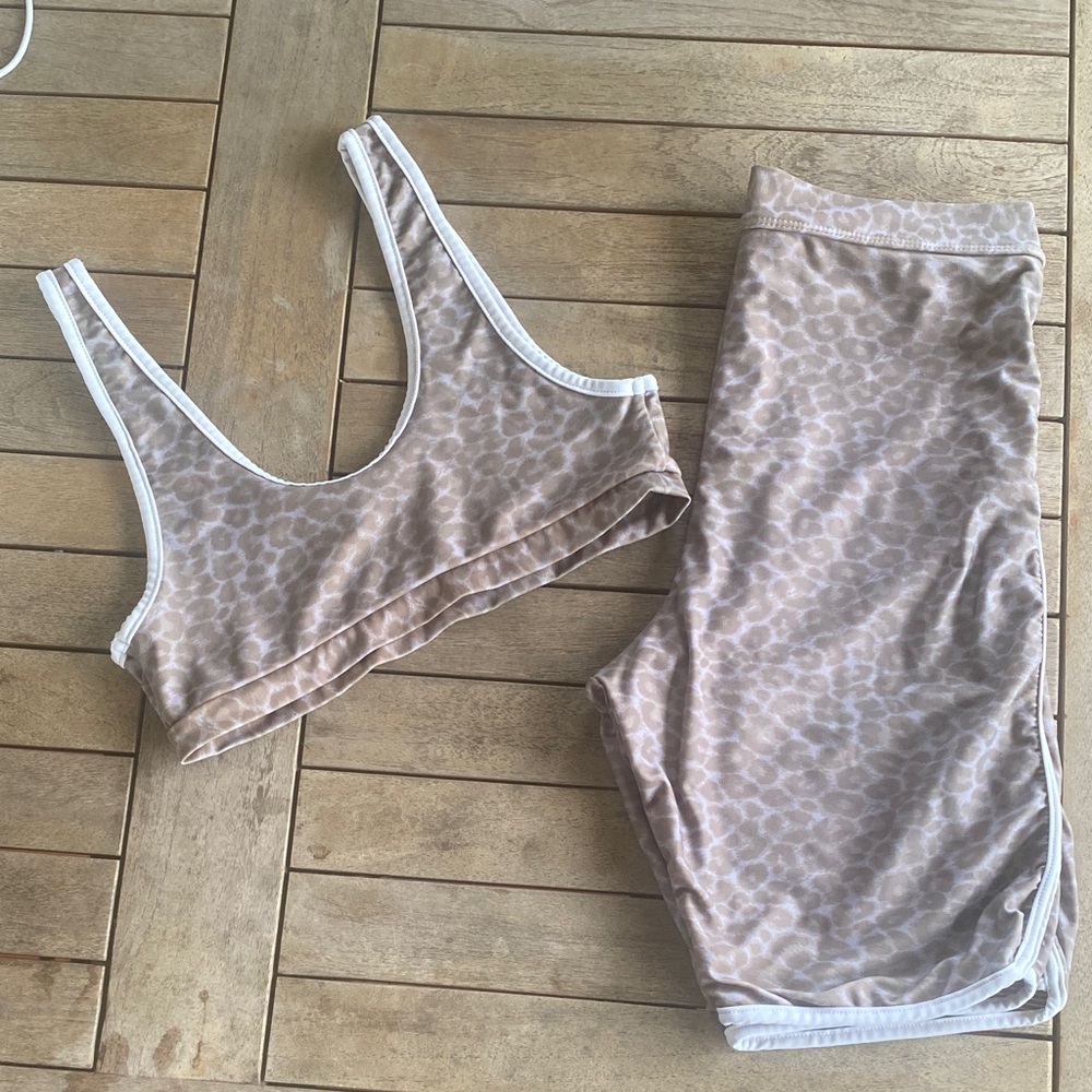 Acacia Swimwear Fox Bike Short and Nica top set in Sahara.